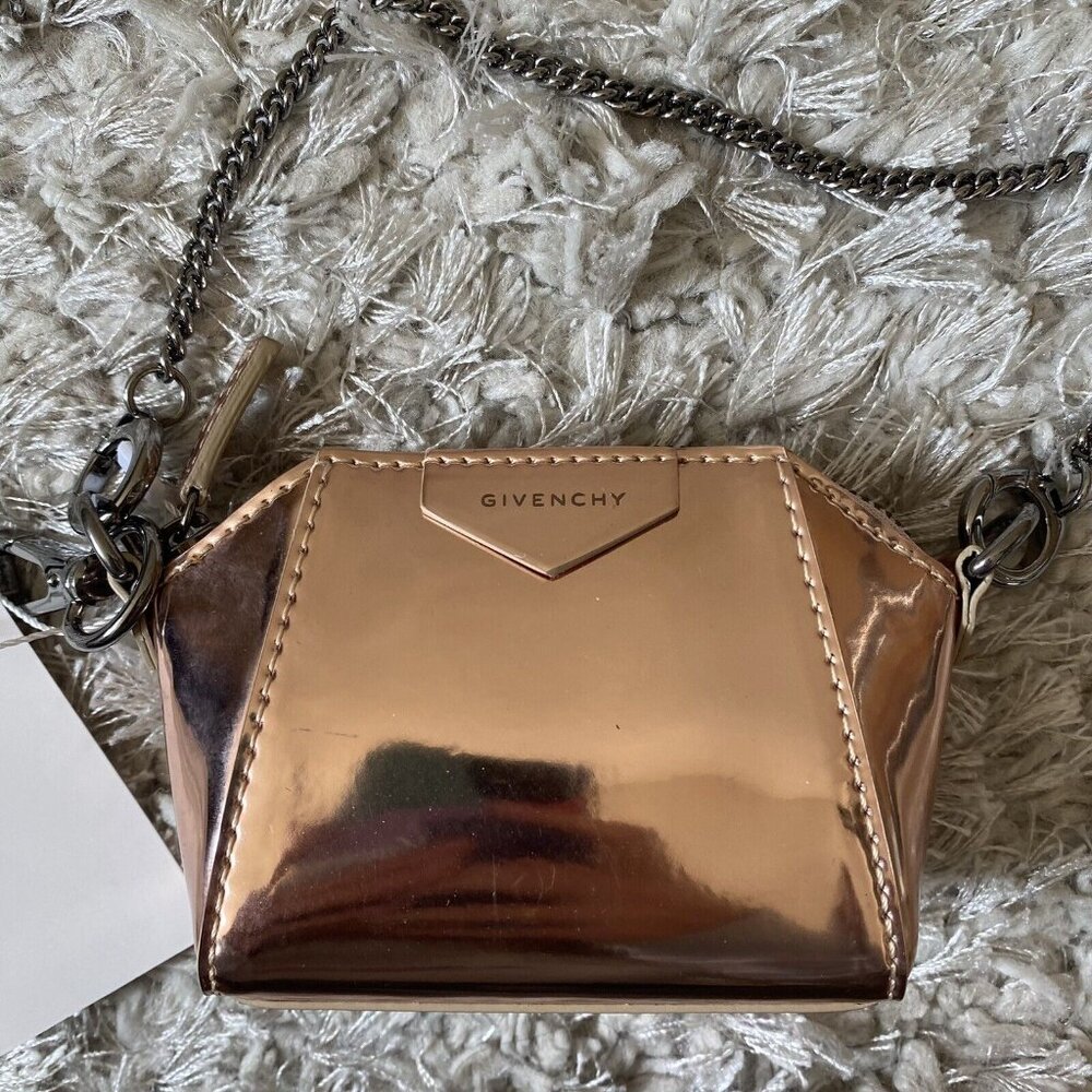 New! Givenchy 'Baby Antigona' Metallic Leather Crossbody Bag Pink MSRP $690 - Picture 4 of 12